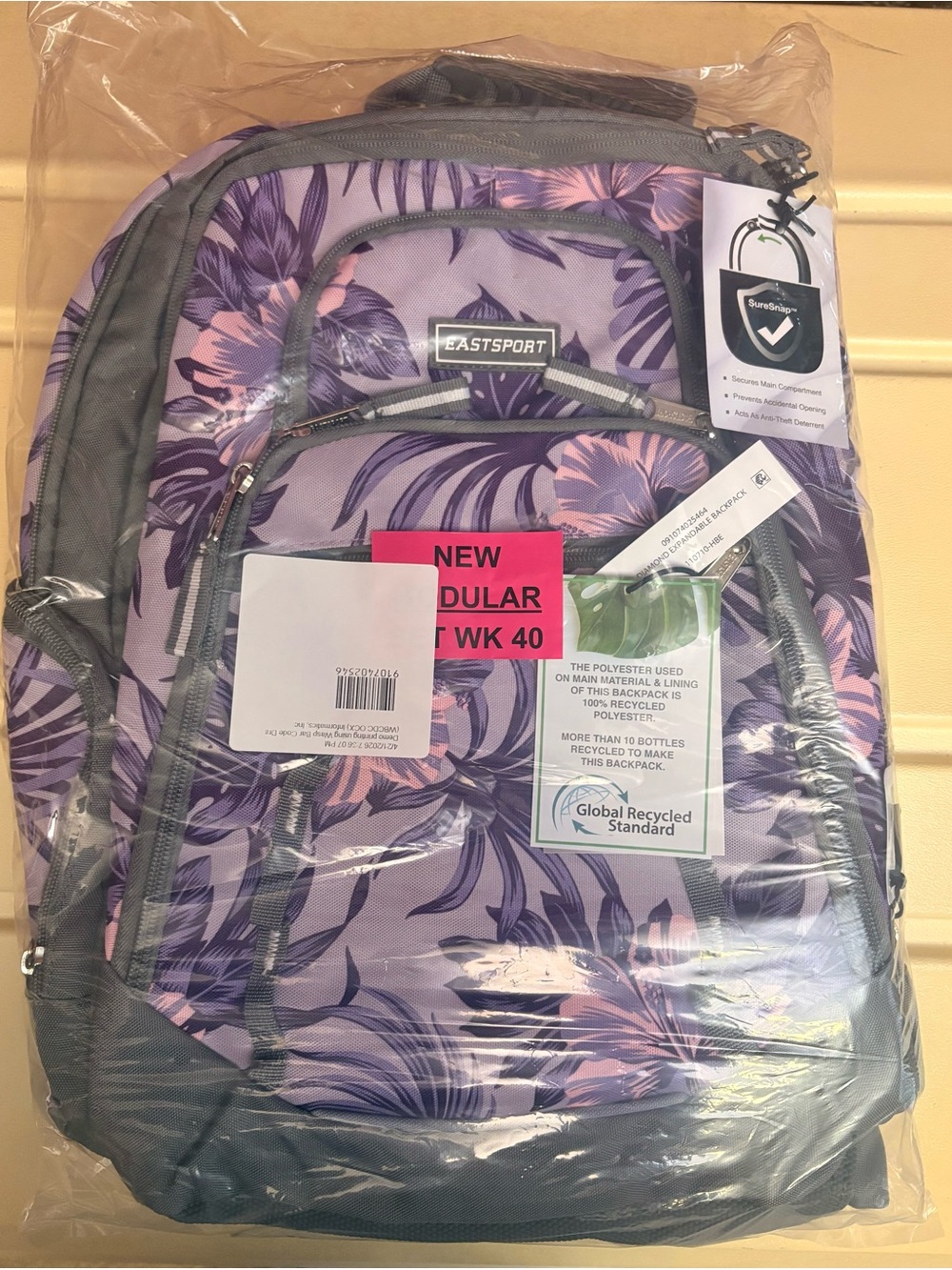 Eastsport Purple Floral Backpack for Women new with tags (I have 3 available)
